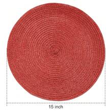 Round Braided Placemats Set Of 6 Table Mats For Dining Tables Woven Washable Non-Slip Place Mats For Decoration(Shining Red, 6pcs),ChristmasRed15inchessetof6 - ChristmasRed15inchessetof6 - View 7