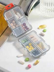 1 Peça Porta-Comprimidos Portátil e Lacrado, Mini Organizador Compacto de Comprimidos, Recipiente de Armazenamento de Medicamentos para Viagem, Organizador de Medicamentos à Prova d'Água e à Prova de Umidade, Caixa de Armazenamento de Suplementos Vitamínicos e Fitness com Compartimentos Separados, Carteira Divisória de Comprimidos, Recipiente de Partição de Óleo de Peixe Vitamínico, Caixa de Armazenamento de Medicamentos Portátil e à Prova d'Água para Viagem, Caminhada, Escalada - Multicolorido - Visão 2