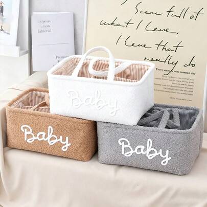 1pc Mommy Storage Bag, Baby Diaper Storage Organizer Basket, Multi-Functional Maternity & Baby Supplies Organizer Bin, Solid Color Snack Storage Box Desktop Organizer, Newborn Gift / For Personal Use, Multiple Colors Available