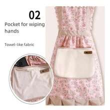 1pc Women Kitchen Apron, Wipe-Clean Homewear Fashion Princess Cooking Apron Ditsy Floral Pattern Bib Apron, Oil/Stain Resistant Princess Dress Style - Multicolor - View 6