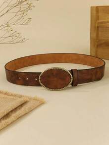 1pc Women's Retro Simple Western Cowgirl TPE Material Soft & Stretchy Waist Belt, Suitable For Outdoor Travel & Valentine's Day Summer, School Fall, Autumn, Halloween - 棕色 - 查看 3