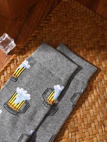 1 Paio Di Calzini Multicolore Alla Caviglia, Confezione Regalo Unisex Per Coppie, Calzini Morbidi A Tema Birra, Design Creativo Ispirato Al Cibo, Comodi E Versatili, Adatti Per Compleanno, San Valentino, Pasqua, Ramadan, Appuntamenti, Riunioni Familiari, Feste, Vacanze, Moda Unica Per Uso Quotidiano