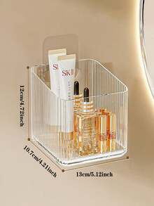 Wall-Mounted Bathroom Storage Organizer Box, Makeup Cosmetic Holder, Drill-Free, Transparent Organizer Rack - Multicolor - View 8
