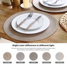 FunWheat Round Braided Placemats Set Of 6 Table Mats For Dining Tables Woven Washable Non-Slip Place Mats 15 Inch(Taupe, 6pcs),Taupe15inchessetof6 - Taupe15inchessetof6 - View 8