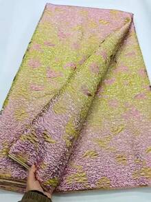 5 Yards/Pc African Jacquard Fabric, Floral Pattern Gold-Plated Lace Fabric, High-Quality Nigerian Sewing Lace Fabric, Fashion Handicraft Material, Suitable For Party Dress, Wedding Gown Sewing, Shiny Fabric, French Red & Blue - Nhiều màu - Xem 15