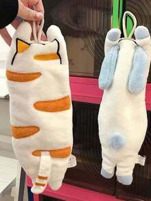 1pc Soft, Absorbent & Quick-Dry Cute Cartoon Elephant, Cat, Rabbit Animal Silhouette Hand Towel, Hanging Bathroom Hand Drying Cloth - Multicolor - View 9