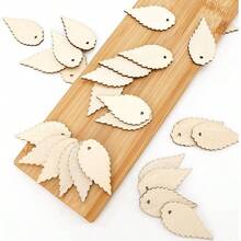 50 Packs Wooden Leaves Crafts, 2.0x1.0 Inches Leaf Flat Shaped Blank Unfinished Wood Natural Antique Cutout Small Pieces Pendants Projects Crafting Fall Home Decoration Tags - ban đầu - Xem 8
