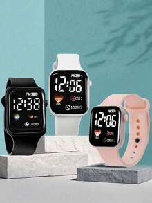 3 件套儿童时尚硅胶电子手表，儿童礼物 - 彩色 - 查看 6