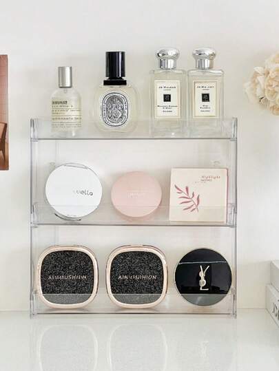 桌面/壁挂式化妆品收纳展示架，家用免钻孔浴室储物架，摆件及日用品收纳架