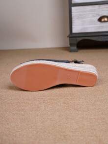 New Fashion Women Casual Woven Wedge Sandals - Black - View 9