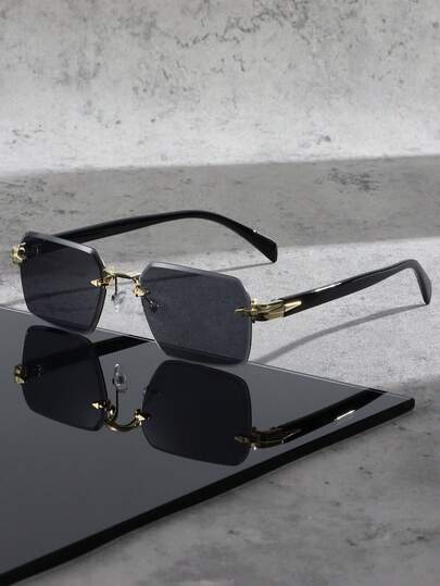 一副无框方形美式时尚眼镜 - 多种颜色可选，男女皆宜，适合派对、摄影、个性化复古配饰