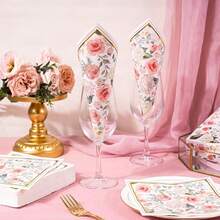 50Pcs Gold Foil Floral Napkins - 3 Ply Disposable Paper Luncheon Napkin For Wedding Birthday Bridal Tableware Party Supplies - 6.5 X 6.5 In,Floral-Pink - Hoa-Hồng - Xem 7