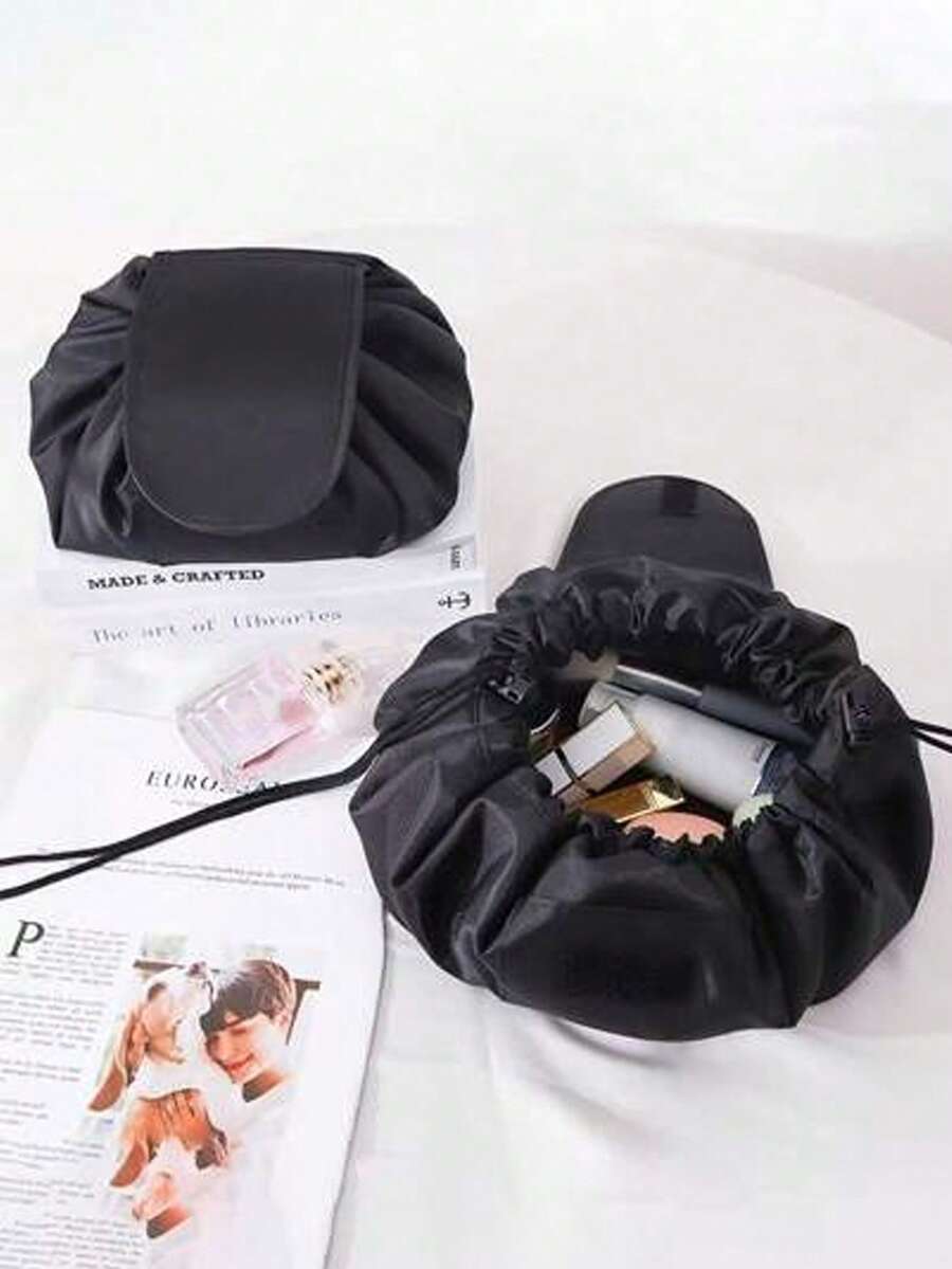 1 Pieza Bolsa organizadora de cosméticos y maquillaje, bolsa de viaje con cordón para artículos de tocador, bolsa de almacenamiento portátil, artículos esenciales de viaje, artículos esenciales de crucero, artículos esenciales de dormitorio, bolsa de maquillaje, bolsa de aseo, bolsa de cuidado de la piel, bolsa de tocador, cubos de embalaje, regalos para mamá, regalos para amigos y maestros, regalos de cumpleaños, decoración del hogar, decoración de baño, sala de estar, dormitorio, organizador de joyas, organizador de baño, organizador de aceite labial, organizador de esmalte de uñas, organizador de maquillaje, estuche de maquillaje, regalos para mujeres, regalos de Navidad, ideas de regalo para mujeres - Negro - Ver 1