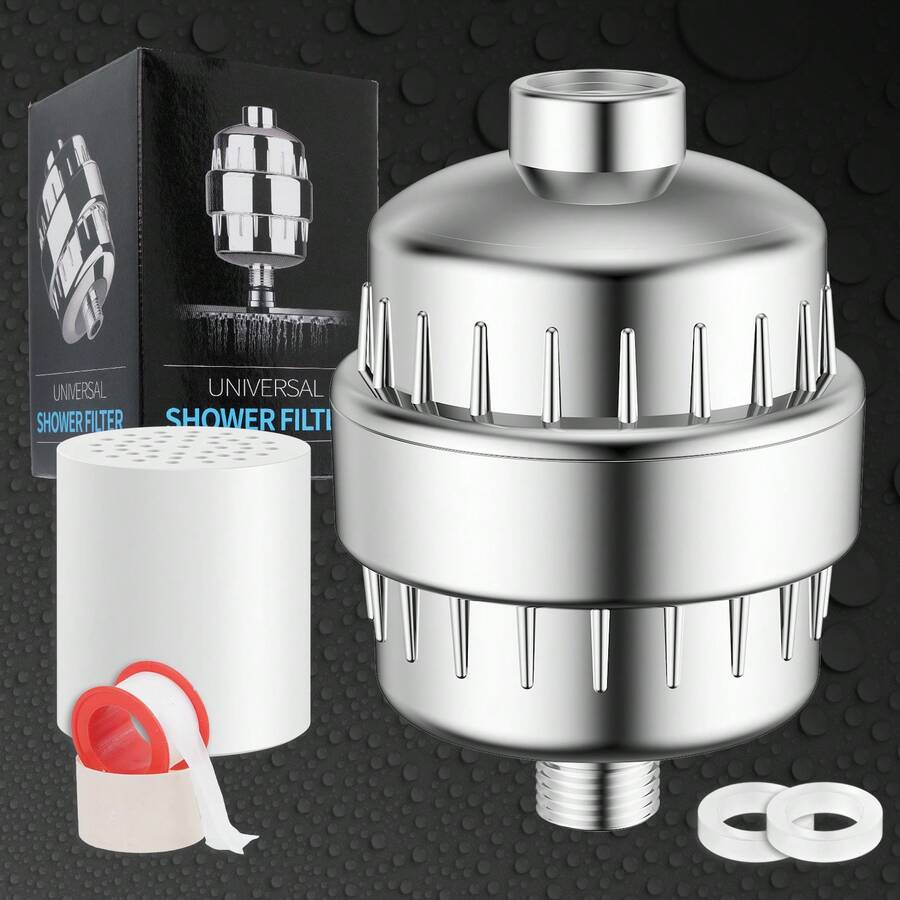 15th Generation Household Shower Faucet Filter Set, Pre-Installed Water Purifier For Bathing, Main Water Purifier - Silver - View 1