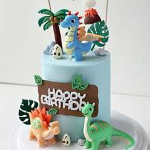 Decoratiuni de tort cu ou de dinozaur, ou de dinozaur, frunze, decoratiuni de tort vulcan, potrivite pentru ziua de nastere a prietenilor, accesorii pentru petreceri cu tematica animalelor dinozaur, petrecere de neuitat pentru prietenii tai, poate fi si un mic cadou pentru fanii si prietenii dinozaurilor! - Multicolor - Vizualizare 8