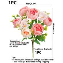 1/80PCS Romantic Silk Peony Bouquet Artificial Flowers Centerpieces,Artificial Flowers Handheld Flower Arrangement For Wedding Bride's Bouquet,Home Office Room Holiday Decorations,Table Decorations Farmhouse Centerpiece Table Decoration For Kitchentable Decor, Home Decoration, Birthday Gifts - Pink - View 2