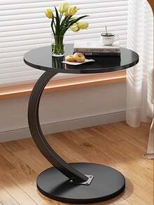 Mesa de Centro Popular mesa auxiliar/minimesa de café con estilo minimalista, con estantería de almacenamiento, mesa auxiliar de sofá móvil - Negro - Ver 2