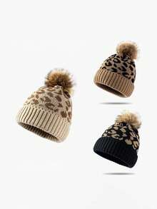 قبعة صوفية كورية متعددة الاستخدامات مطبوعة بنمط النمر قطعة واحدة، قبعة تزلج محبوكة دافئة بتصميم بسيط عصري، مناسبة للخريف/الشتاء - متعدد الألوان - مشاهدة 8