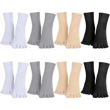 8 Pair Women Toe Sock Thin Breathable Five Toe Finger Separator Sock Crew Ankle For Athletic Suer Run Spring,29638502 - 彩色 - 查看 1