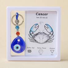 1件天然紫水晶碎石十二星座恶魔之眼钥匙扣盒，男女皆宜，珠宝礼品，瑜伽灵气脉轮冥想圣诞节感恩节礼物 - 十二星座惡魔之眼鑰匙扣 - 查看 5