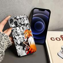 Funda para móvil con diseño de Rengoku de  (estilo manga), compatible con teléfonos ,  17,  16 Pro Max,  15 Pro Max,  13 y  12. Fabricada en TPU, ofrece protección contra golpes y caídas. Perfecta para fans del anime, como regalo para amigos, ideal para cumpleaños y para coleccionistas. - Negro - Ver 3