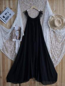 夏季雪纺优雅蕾丝边连衣裙