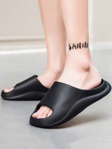 男士家居拖鞋、室内拖鞋、水鞋、浴室拖鞋、卧室拖鞋、平底拖鞋、轻便情侣厚底拖鞋 - 黑色 - 查看 5