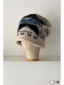 Autumn/Winter American Five-Pointed Star Knitted Beanie, Large Head Circumference, Warm, Petite Face, Slouchy Beanie, Turban Hat, Women's American Chic Five-Pointed Star Slouchy Knitted Hat, Autumn/Winter Street Style Ear Warmer Petite Face Knit Cap - Five-pointed Star Mohair - View 16