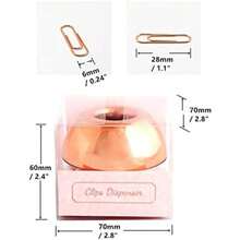 100 clips de papel de oro rosa de 28 mm, tamaño mediano, dispensador de clips de papel redondos, caja de almacenamiento para organizador de computadora y accesorios (oro rosa)(Oro Rosa) - Multicolor - Ver 8