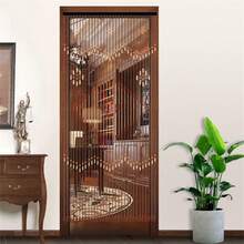 Natural Wooden Door Beaded Curtain, 81.88x35.43inch Doorway Beads Curtain, Chinese Style Front Door Decor Curtains, Brown Door Curtain Beads, Wooden Beaded Door Curtain With Geometric Pattern, Suitable For Various Doors, Home Decor Curtain - 深棕色 Dark Brown - 查看 1