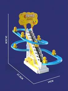儿童互动小鸭爬楼梯玩具 - 适合3-6岁儿童，电动轨道，益智玩具，带音乐和灯光，理想的生日礼物 - 彩色 - 查看 8