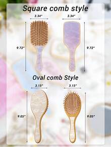 Customized Acrylic & Bamboo Hair Comb With Engraved Name, Rhinestone Hair Brush In Flat Tooth And Wide Tooth Styles, Unique Bridesmaid Gift - Multicolor - View 7