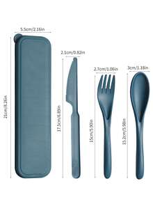 1 Set/8 Sets Portable Plastic Fork Spoon Knife Camping Cutlery, Reusable Tableware Set For Picnic & Daily Use (With Storage Box) - Multicolor - View 19