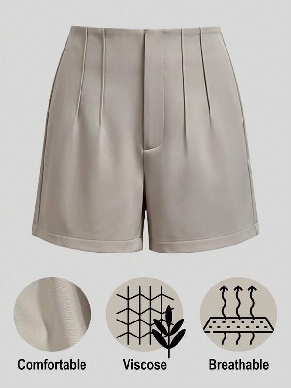 Women's Elegant Pleated Waist Shorts For Commuting