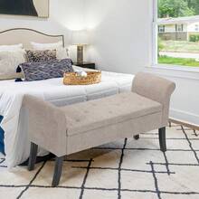 25 Beige Storage Rectangle Living Room Bedroom Lift Top Footstool/Arms - 1 - 查看 8