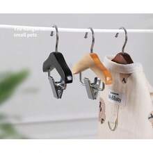 A Mini Solid Wood Pet Hanger, Invisible Pet Clothing Rack (Suitable For Cat And Dog Valentine's Day Gifts, Weddings, Birthday Presents), Miniature Hanger For Pet Clothing, Original Wood-Colored Hanger For Small Cat And Dog Clothes, Small Dog Clothing And Doll Hanger, Pet Cat Supplies. - Wood Color - View 7