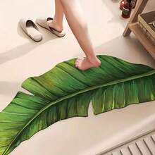 VIKAMA Alfombra de baño antideslizante de secado rápido absorbente alfombra de ducha verde para suelo de baño alfombra de goma lavable con diseño de hojas y - GGZN33-2 - Ver 4