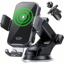 - Cargador inalmbrico para Coche, Soporte para telfono, 15, Carga rpida, Soportes de telfono para tu salpicadero, Parabrisas y ventilacin, Accesorios para, Google - negro - - Ver 1