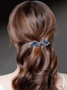 水钻蝴蝶结装饰发夹，皇家情人节，情人节爪夹，发爪，发卡，蝴蝶结，可爱，发饰，头部饰品，发夹 - 藍色 - 查看 4