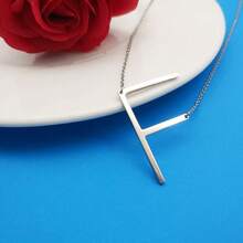 MOMOL Sideways Initial Necklace 18K Gold Plated Stainless Steel Large Big Letters Pendant Necklace Script Name Monogram Necklaces For Women,F - f - 查看 4