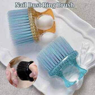 Nail Art Ring Brush With Soft Bristles For Dust Removal, Nail Cleaning, And Sanding - Short Handle, Soft, Dust-Free Tool
