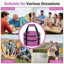 ‌1 Pc Insulated Casserole Carrier Bag Grey Elegant Leakproof Food Container For 12.5 Inch Baking Dishes Pies Hot Cold Meals Multi-Use Portable With Handles For Women Men Gifts Picnic Party Office Potluck Travel Family Gathering‌ - 粉色 - 查看 5