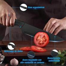 Juego de Cuchillos 15 Piezas, Cuchillos de Cocina de acero inoxidable de alto carbono, Anti-Oxidacion, Anti-Corrosivos, Anti-Bacteriana, Negro(default) - Multicolor - Ver 6
