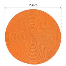 FunWheat Round Braided Placemats Set Of 6 Table Mats For Dining Tables Woven Washable Non-Slip Place Mats 15 Inch(Orange, 6pcs),Orange15inchessetof6 - Orange15inchessetof6 - View 3