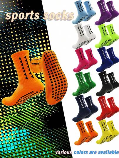 1 Pair Unisex Professional Running, Fitness, Basketball, Football Sports Socks, Breathable, Non-Slip, Soft, Elastic, Snug Fit Mid-Calf Sports Socks