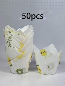 50pcs/100pcs Watermelon/Lemon/Tulip Cupcake Liners, Non-Stick Baking Cups, Suitable For Birthday, Wedding, Holiday Party Decoration, Catering Events - Multicolor - View 8