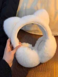 1 szt. Uroczy koci polarowy ocieplacz na uszy, składane, zimowe, ciepłe nauszniki, jednokolorowe pluszowe nauszniki, ochrona przed zimnem podczas jazdy na rowerze, nauszniki chroniące przed zimnem do uprawiania sportów na świeżym powietrzu, dla studentów, jako prezent dla mężczyzn i kobiet na jesień, zimowe akcesoria do nauszników - A - Zobacz 5
