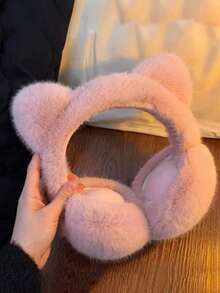 1 szt. Uroczy koci polarowy ocieplacz na uszy, składane, zimowe, ciepłe nauszniki, jednokolorowe pluszowe nauszniki, ochrona przed zimnem podczas jazdy na rowerze, nauszniki chroniące przed zimnem do uprawiania sportów na świeżym powietrzu, dla studentów, jako prezent dla mężczyzn i kobiet na jesień, zimowe akcesoria do nauszników - A - Zobacz 6