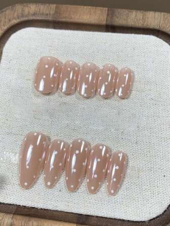Hailey Polka Dot - Handmade Polka Dot Nail Stickers, Delicate Hailey High-End Manicure, Whitening, Oval Wear