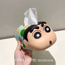 新款卡通蜡笔小新纸巾盒，高端家用桌面纸巾架，可爱蜡笔小新装饰收纳盒，创意收纳盒，适用于宿舍、客厅和餐桌，纸巾筒